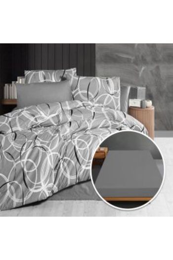 Ralex Bed Linen Set Ranforce 100% Cotton with Sheet Cover for 140/160 cm x 200 cm Mattress, Duvet 200 x 23