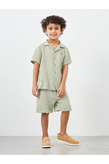 Styli Textured Double Gauze Shirt and Shorts Set