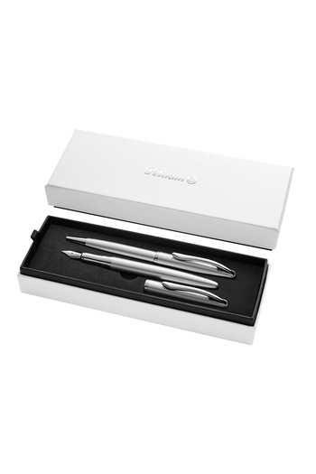 Pelikan Set stilou și stilou Jazz Noble Elegance K/P36, cutie cadou, culoare argintiu, material metal