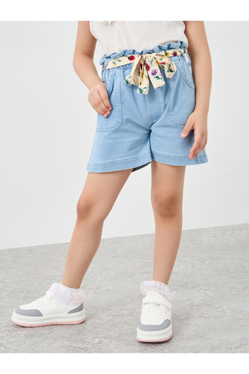 Styli Paper Bag Waist Denim Shorts