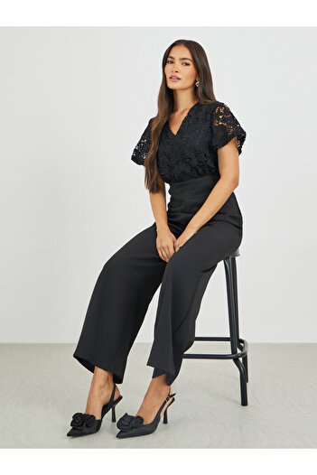 Styli Lace Insert Wide Leg Jumpsuit