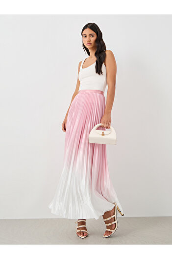 Styli Ambre Print Pleated A-Line Maxi Skirt