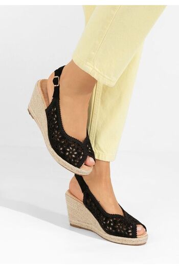 B T Shoes Black Leatrice platform sandals