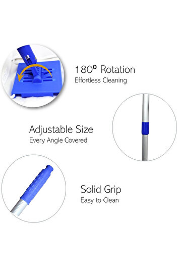 clean&care Clean & Care Cotton Flat Mop with Stick Adjustable Handle 60cm