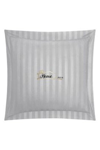 HomePuls Pillowcase Damask Cotton 100% Stripe 1 cm, 70 x 70 cm with 3.5 cm Border Hem, Grey