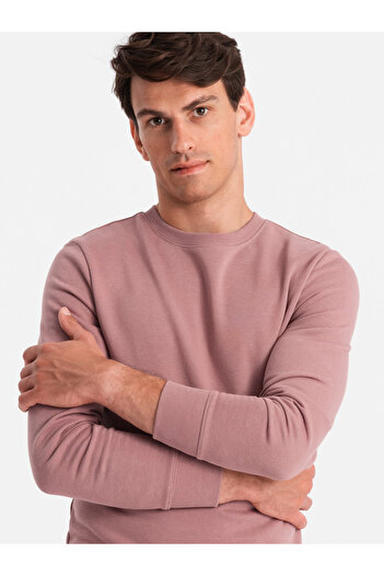 OMBRE BASIC Herren Baumwoll-Sweatshirt-Set aufgeknöpftes Sweatshirt + Jogginghose - Dunkelrosa V4 Z84 XL