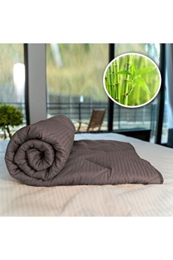 Ralex Quilted Bamboo Winter Comforter with 100% Cotton Damask Cover, 160 x 210 cm, Brown
