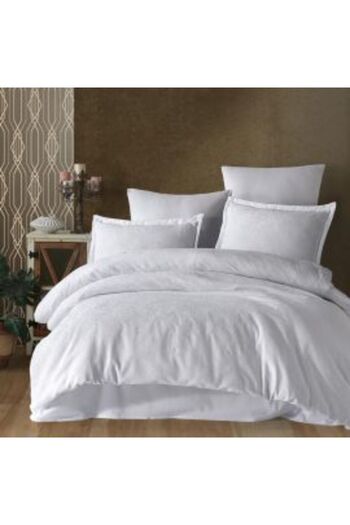 Clasy Double Bedding Set Jacquard 100% Cotton 6 Pieces, White Vienna