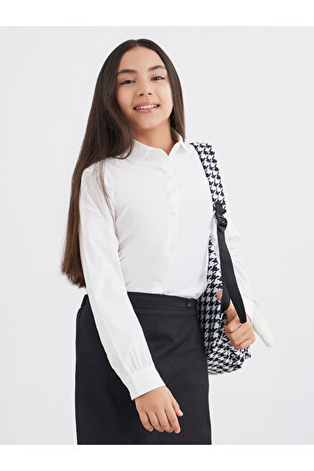 Styli Girls Off White Peter Pan Collar Shirt