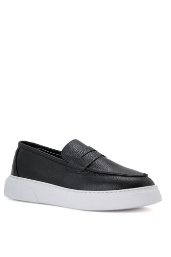 Deri Company Fibe Men's Black White Leather Sports Shoes