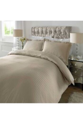 HomePuls King Size Double Bedding Damask Polycotton with 1 cm Stripe, 4 Pieces, Bed Sheet 230x260 cm, Duvet C