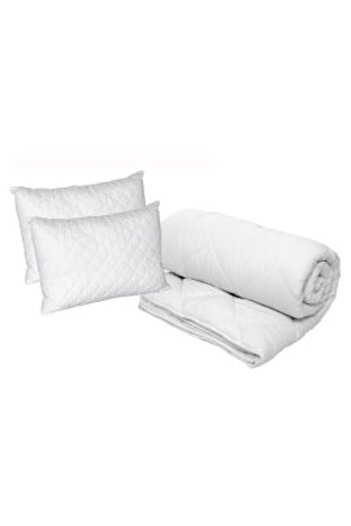Ralex Pachet Primavara Toamna pat dublu Pilota matlasata umplutura minet alergenic 200 x 210 cm, alba si 2