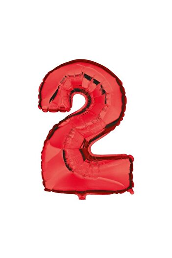 PRC Metallic red number foil balloon, height 35 cm, for birthday Model 2