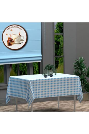 Ralex Față de masă rezistentă la pete 100% bumbac 160 x 240 cm, carouri albastre