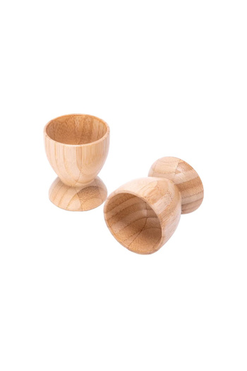 Bien Servi 2-Piece Durable Rustic Natural Finish Organic Bamboo Egg Cup Set