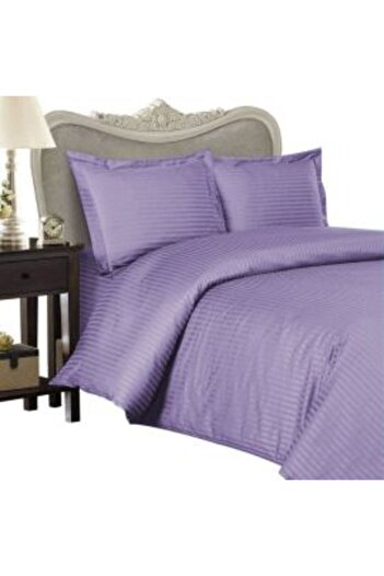 HomePuls Double Bedding Set with 2 Duvet Covers 140 x 220 cm Damask Polycotton Stripe 1 cm, Bed Sheet 230 x 2