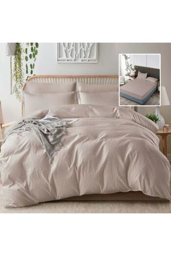 Ralex Double Bed Linen Creponata UNI 6 Pieces, Mattress Cover 160/180 x 200 cm, Quilt 200 x 230 cm, 2 Pill