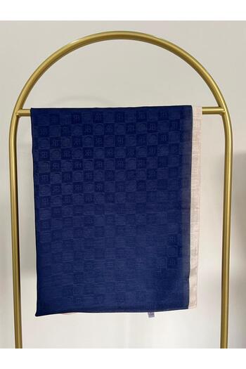 Shawl Passion Plain Pattern Cotton Shawl Blue