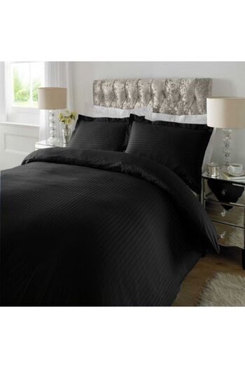 HomePuls Double king size bed linen Damask Polycotton stripe 1 cm, 4 pieces, bed sheet 230 x 260 cm, wax
