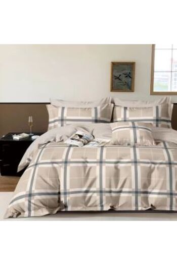 Ralex Double Bed Linen Percale Printed Cotton 100%, 4 Pieces, Sheet 240 x 260 cm, Duvet 200 x 230 cm, 2 Pi