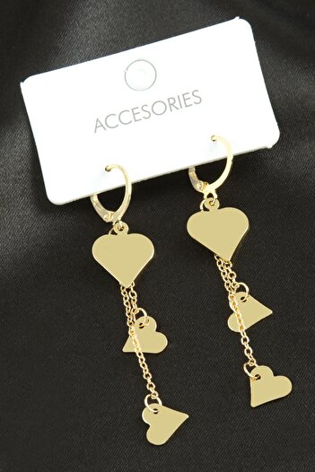ZERO LAND Hn-Shop Heart Dangle Trendy Metal Earrings-Silver Color