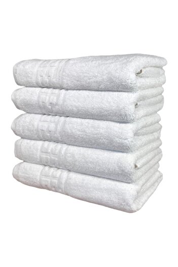 OEM Set 5 Hand Towels, Cotton, Greek Border, 500 g/m², 30x50cm, White