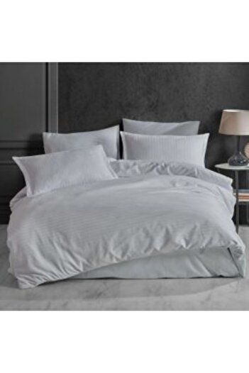 HomePuls King Size Bedding Set Damasc Cotton 100% HoReCa Thick, 1 cm Stripe, 4 Pieces, Bed Sheet 240 x 260 cm