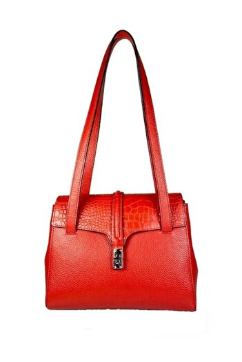 OEM Geanta dama, piele naturala, rosie, medie, Lucy Bags