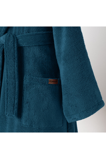 Altınbaşak Dolce microcotton hooded unisex bathrobe petrol