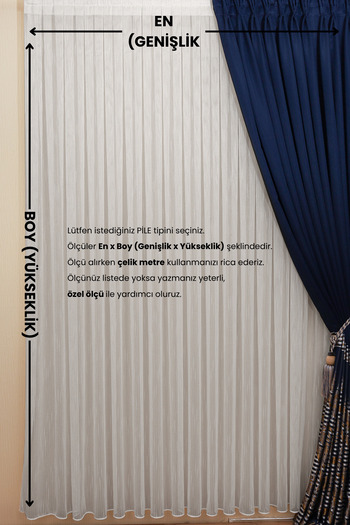 Ta-Ha Perde ve Halı 1-2 Sparse Pile Ece Model Tulle Curtain, Off-White Ironing-Free Tulle Curtain
