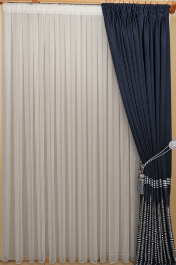 Ta-Ha Perde ve Halı Seamless Plain Seam Pasta Model Tulle Curtain, Off-White Ironing-Free Tulle Curtain
