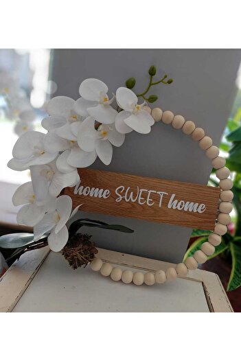 lolipophobi Orchid Themed Wooden Beaded Door Ornament, Decor, Wreath, Gift, Home, Home, Artificial Flower, Poppy