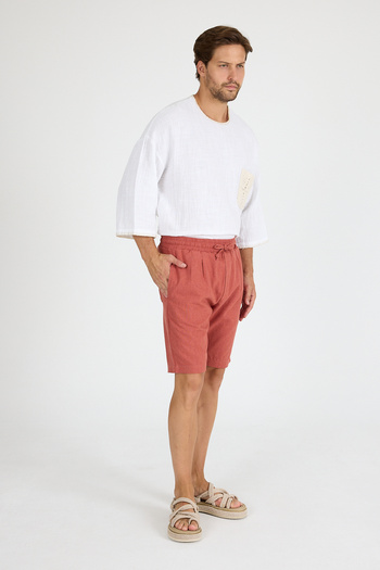 Plus Ninety Plusninety Men's Linen Blend Elastic Waist Lace-Up Shorts