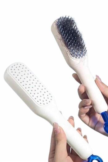 ZERO LAND Hn-Shop Silicone Soft Tight-Toothed Magic Retractable Comb Self-Cleaning Hair Brush