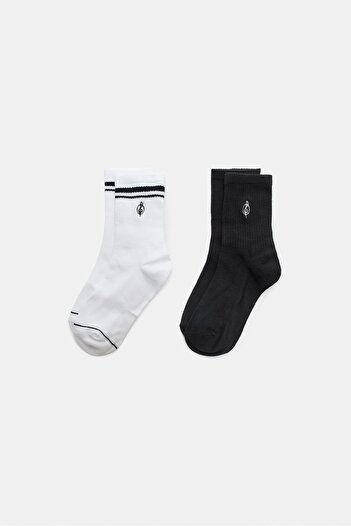 Stradivarius 2-pack of striped and embroidered socks