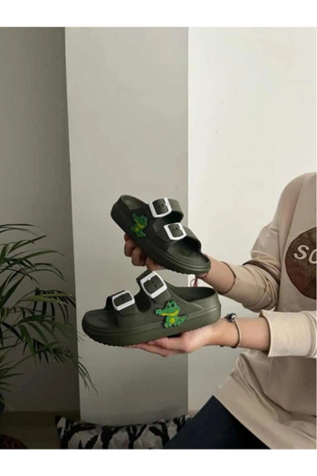 Benittokids Crocodile Figured Double Buckle Anatomical High Sole Ultra Light Non-Slip Beach Pool Daily Children