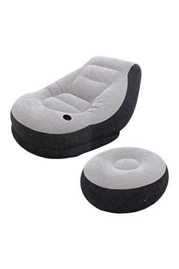 Intex Ultra Lounge Inflatable Chair With Footrest Grey/Black