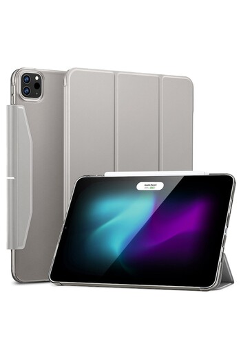 CLICK Husa Protectie pentru iPad Pro 13 2024, H63, Piele ecologica, Metal Gray