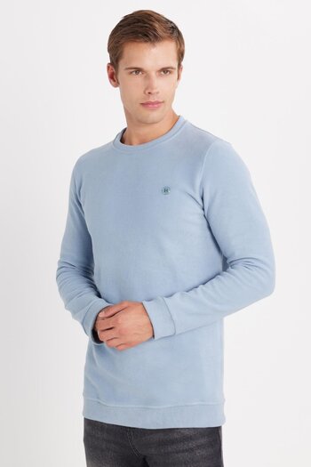 Tudors Чоловічий Slim Fit вузький крій бавовняна тканина Селонік велосипедна комір синій світшот