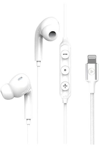 Force Play Lightning Wired Earbuds White