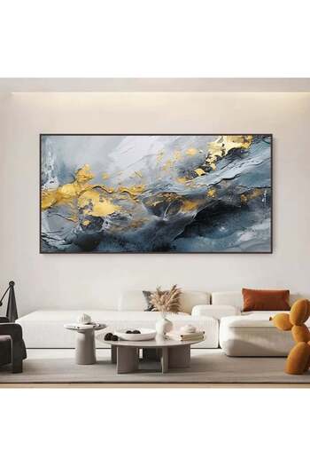 4gdran Modern canvas painting with a hollow champagne frame