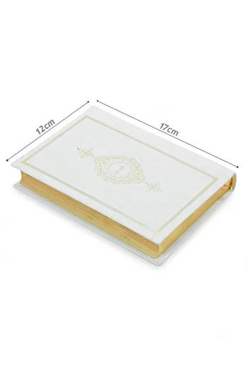 ihvanonline Kabe Patterned Special Boxed Thermo Leather Bag Size Quran Prayer Rug Mevlüt Set White
