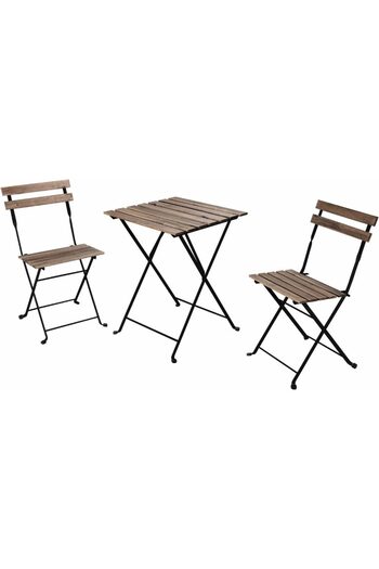 Quasar & Co. Garden furniture set, for balcony, terrace, bistro, consisting of table and 2 chairs, foldable, metal-wood