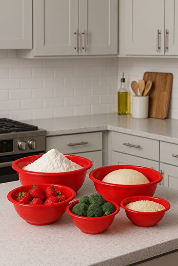 Kitchen Line Redmix Bowl Set of 5 Red Badya