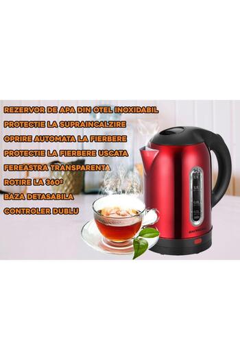 Hausberg Rychlovarná konvice HB-3621RS, 1800 W, 1,8 litru, nerezová nádržka na vodu, automatické vypnutí