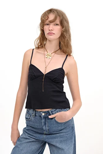 Addax Linen Blend Strap Blouse A17134