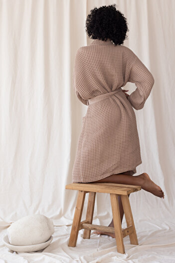 vivamaison 100% Cotton Unisex Kimono Bathrobe with Pockets Waffle Weaving Quick Dry and Color Options