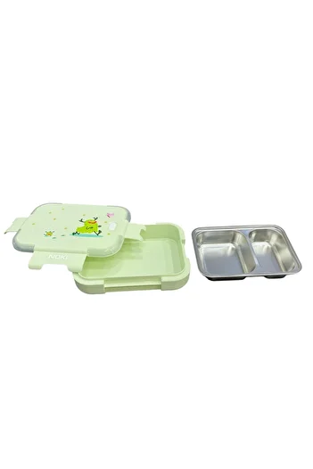 Noki Stainless Steel Nutrition Food Container Double Compartment Rectangular 1100 ml