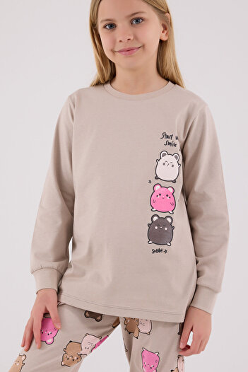 Rolypoly Kız Çocuk Bej Pijama Takımı