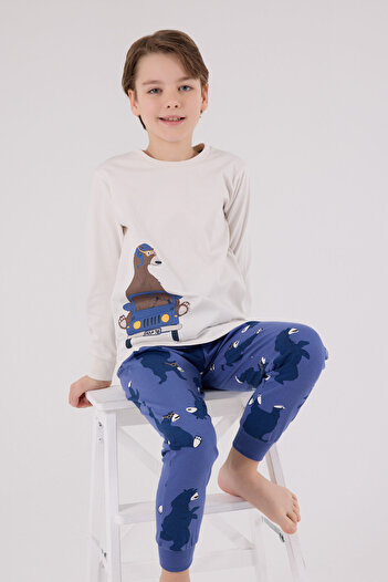 Rolypoly Erkek Çocuk Bej Pijama Takımı